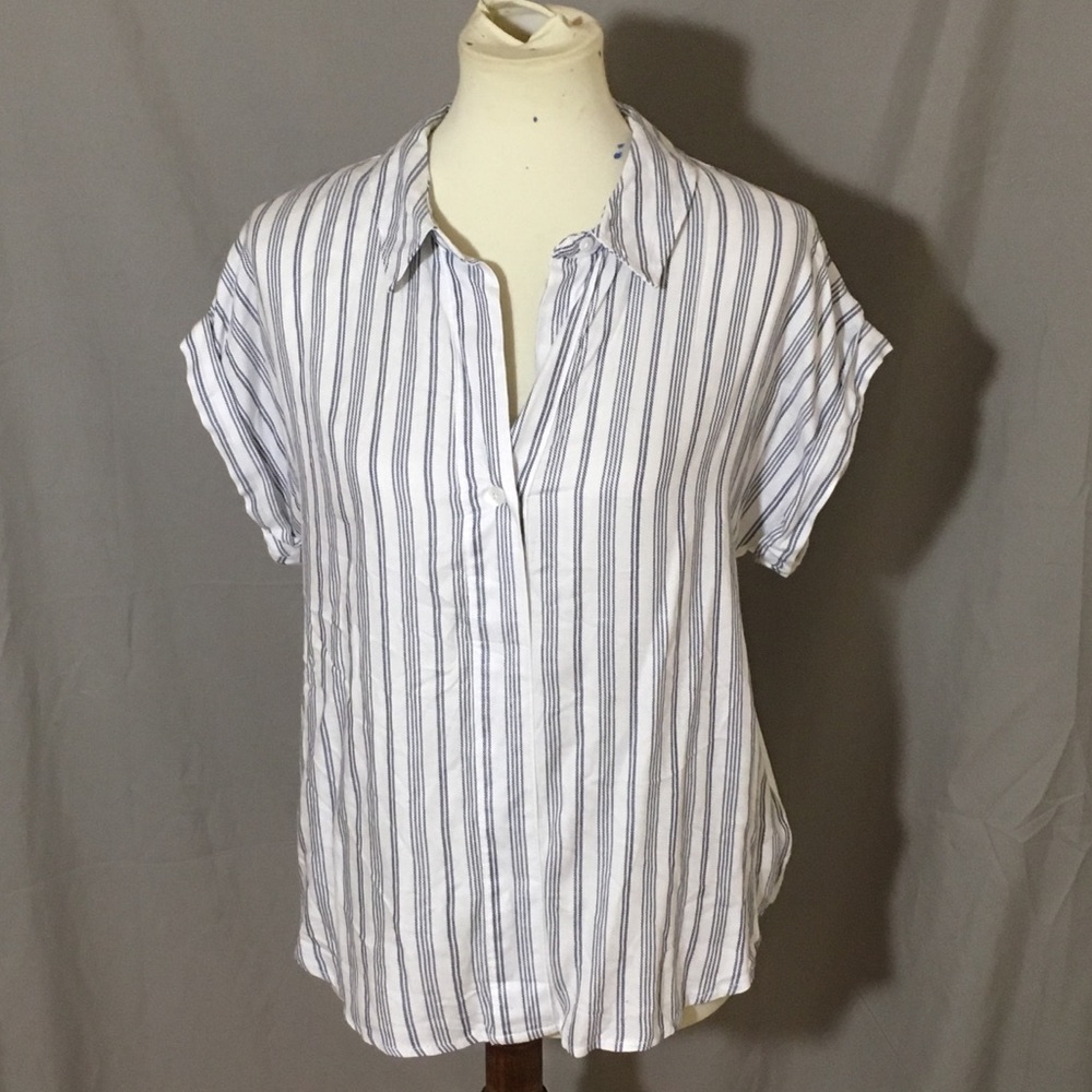Andeawy white blue striped blouse